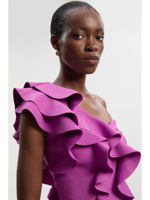 Scuba Draped Ruffle Woven Corset Top