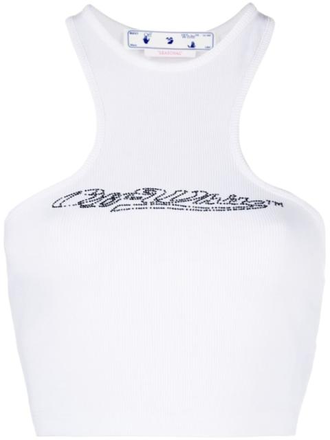 crystal-embellished logo crop top