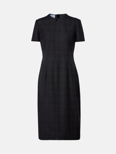 Checked virgin wool midi dress