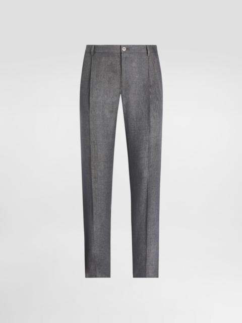 Washed linen canvas trousers