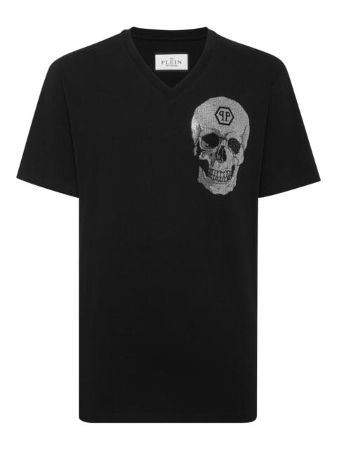 crystal-skull V-neck T-shirt