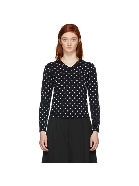 Navy Polka Dot V-Neck Sweater