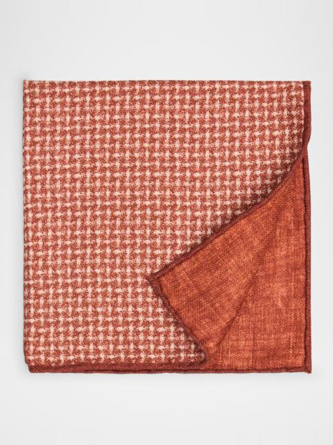 Men's Houndstooth Effect Silk Pocket Square