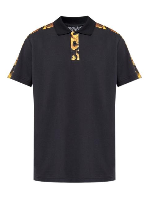 baroque-print panel polo shirt