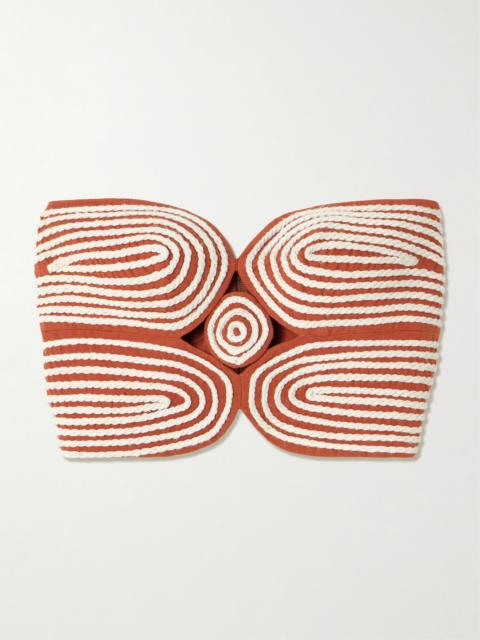 Baia Cutout Embroidered Linen Bustier Top