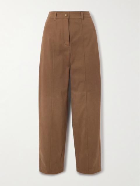 Appliquéd Cotton-blend Gabardine Straight-leg Pants