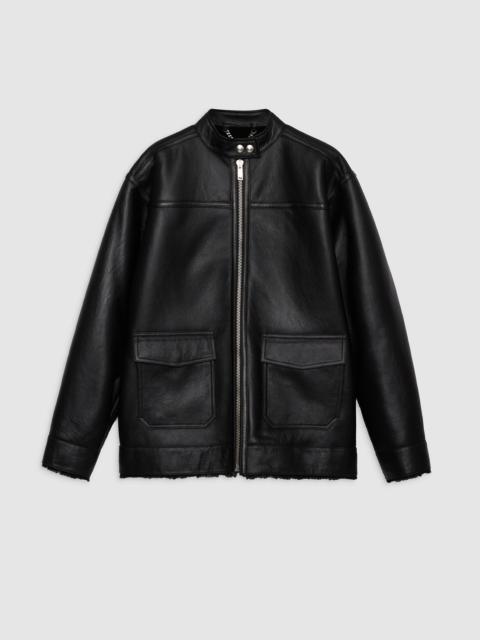 Henry Jacket - Black Leather With Shearling