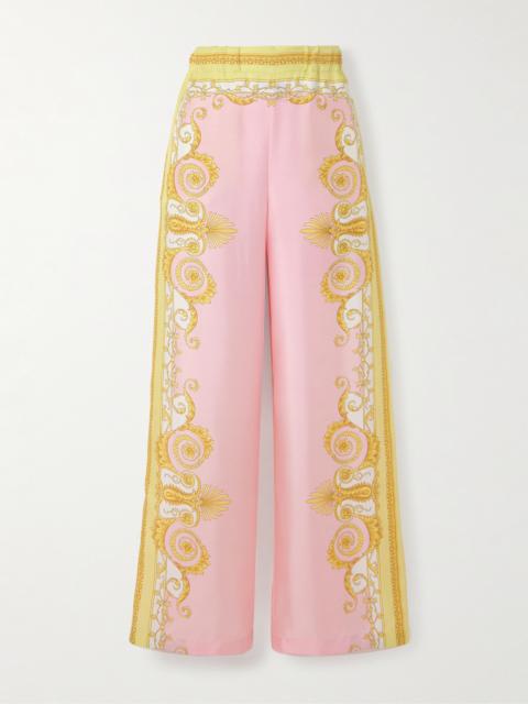 Printed Silk-twill Wide-leg Pants