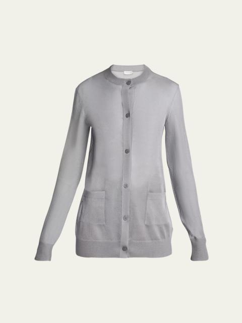 Sheer Knit Button-Front Cardigan