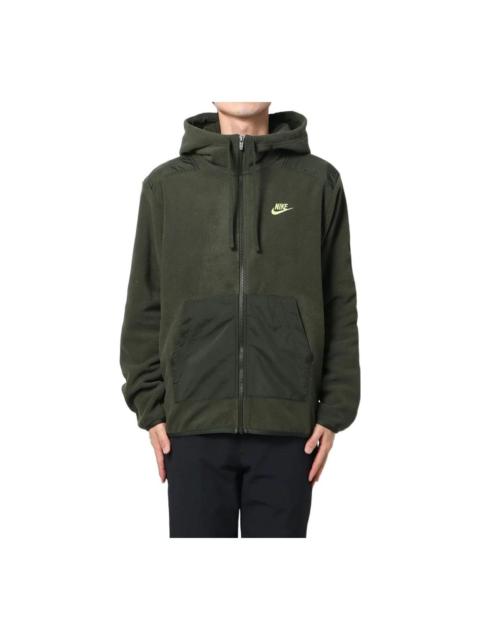 Nike Sportswear Logo Embroidered Hooded Solid Color Jacket 'Dark Green' DD4883-355