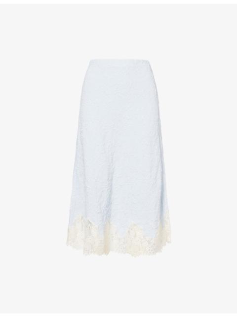 Carolina Lace-Trim Woven Midi Skirt