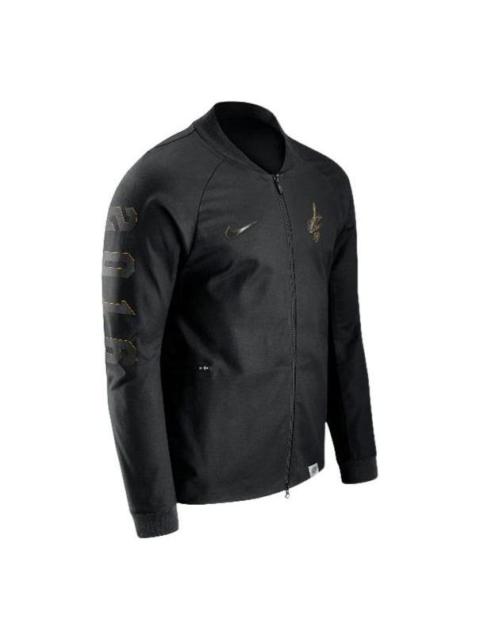 Nike NBA Cleveland Cavaliers Solid Color Alphabet Numeric Stand Collar Zipper Jacket Black 860792-01
