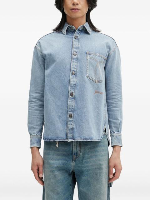open-back denim shirt