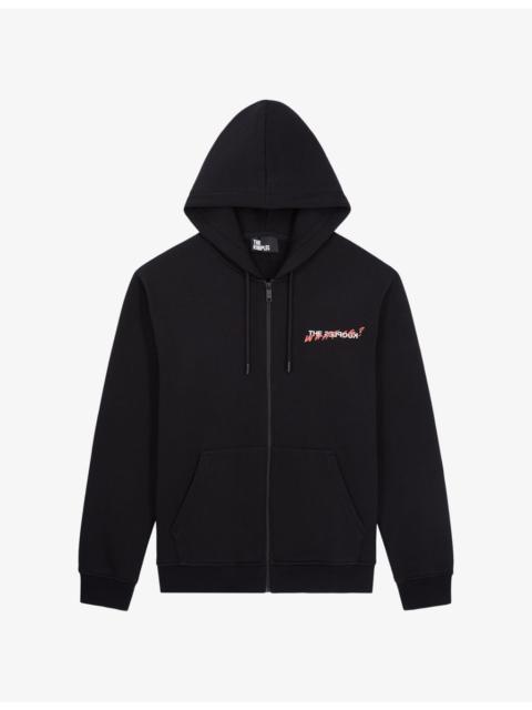 Logo-print zip-up cotton hoody