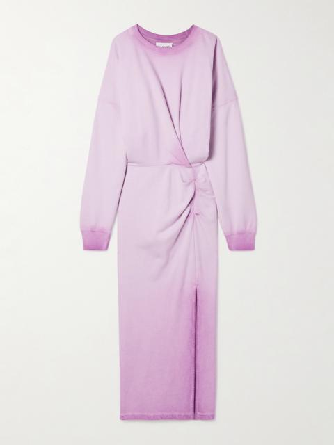 Salomon Dégradé Ruched Cotton-jersey Midi Dress