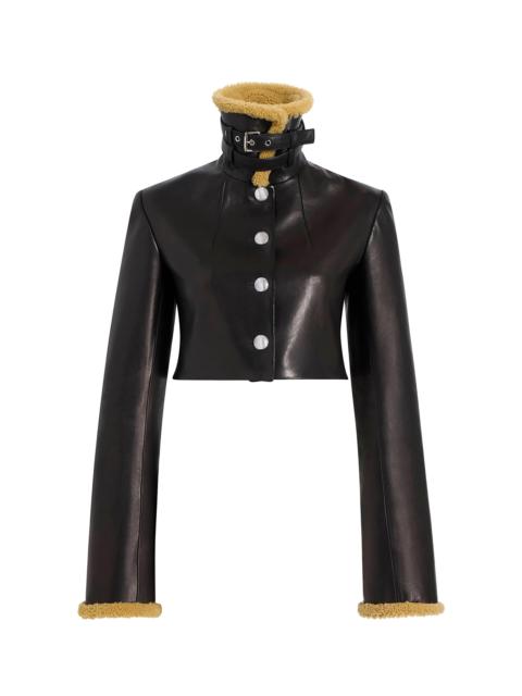 Jodie Shearling-Trimmed Leather Jacket black