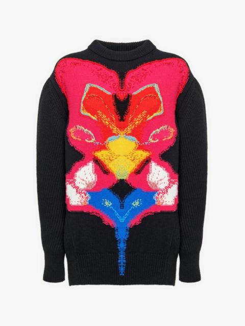 Women's Orchid Intarsia Oversized Jumper in Black/red/yellow