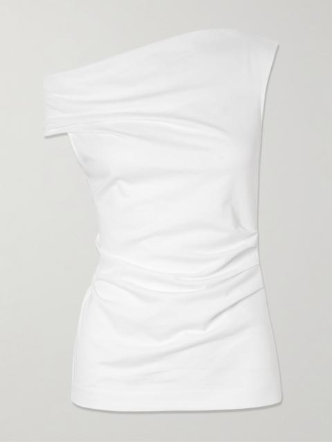 Henray off-the-shoulder draped cotton-jersey top White