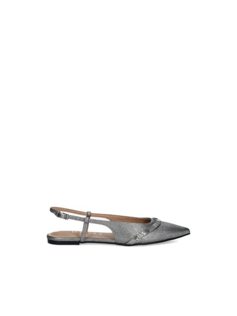 metallic-effect slingback ballet flats