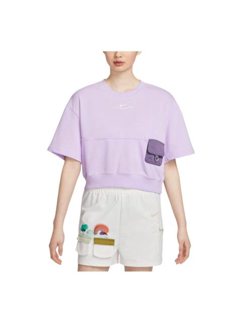 (WMNS) Nike Sportswear French Terry T-shirt Asia Sizing 'Purple' HF6176-517