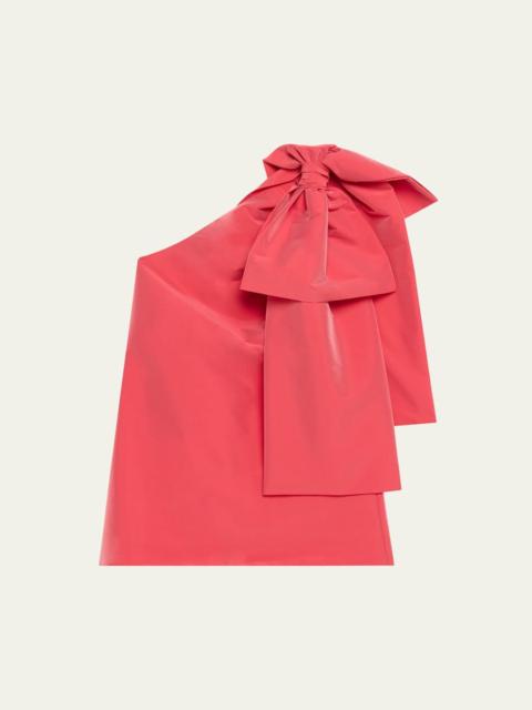 Winnie Bow One-Shoulder Taffeta Mini Dress