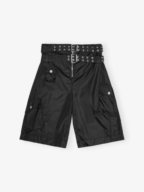 BLACK DUCHESSE NYLON POCKET SHORTS