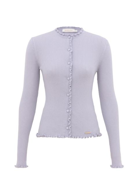 MERINO RUFFLE CARDIGAN