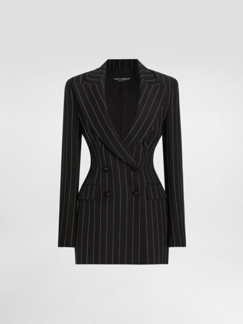 Double-breasted pinstripe wool jacket