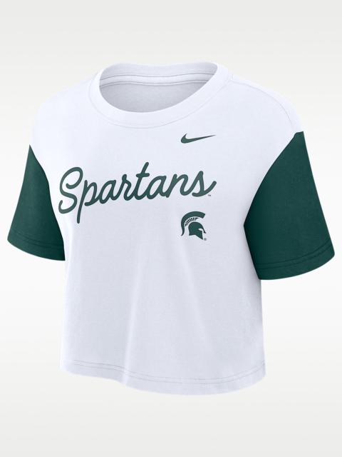 Michigan State Script Women's Nike Dri-FIT College Cropped T-Shirt