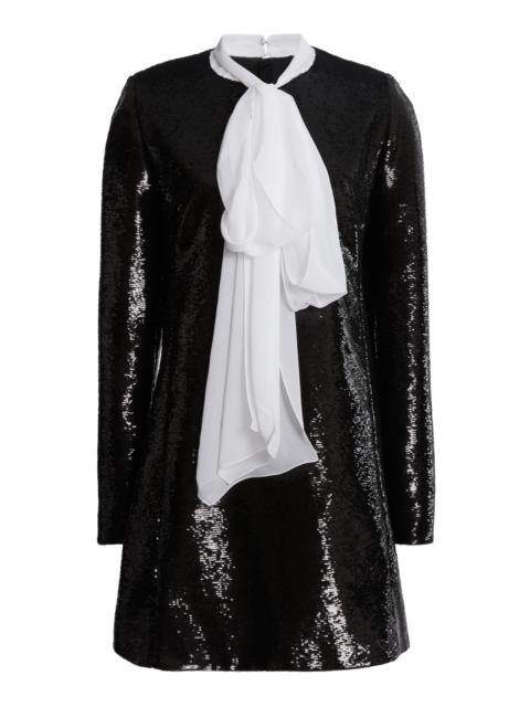 Scarf-Detailed Sequined Mini Dress black