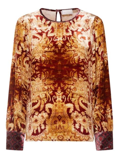 damask-print velvet shirt