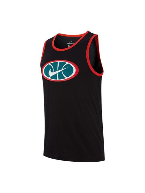 Nike Logo Printing Contrasting Colors Sports Basketball Vest Black BQ3676-010