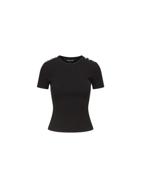 DRAYA RHINESTONE-BUTTON TEE