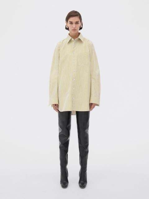 striped compact cotton shirt with curved back