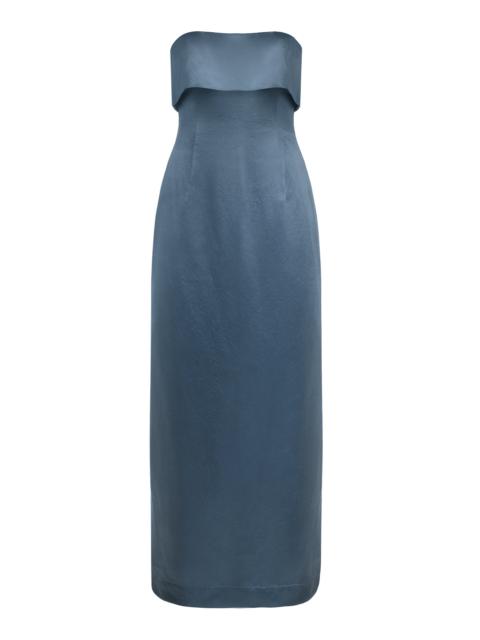 Kobe Strapless Satin Maxi Dress blue