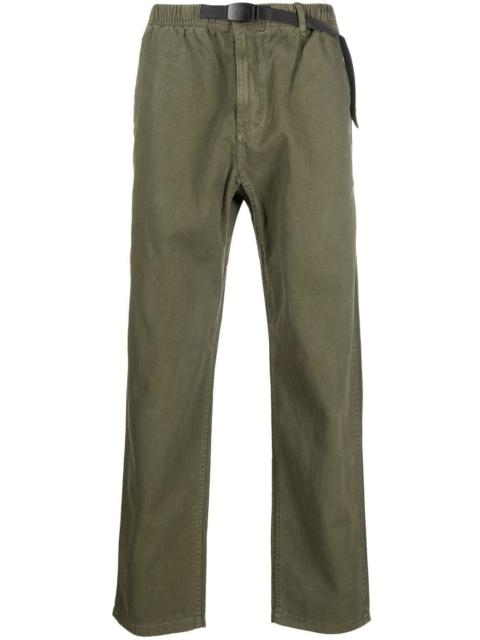 belted-waist straight-leg trousers