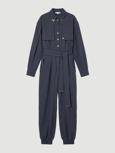 Petite Cupro Utility Twill Woven Jumpsuit