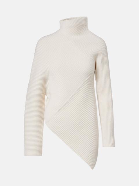 Asymmetric wool and cashmere sweater