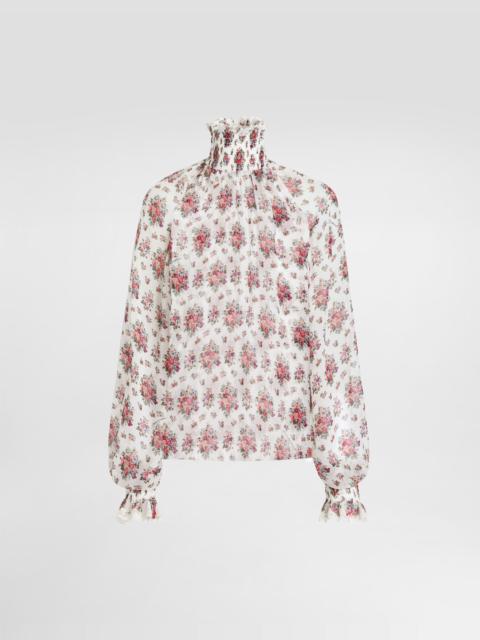 Small flower bouquets-print chiffon top