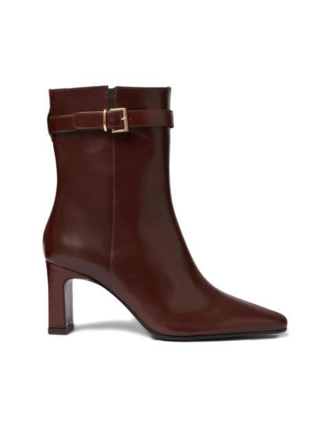 buckle-strap pointed-toe ankle boots