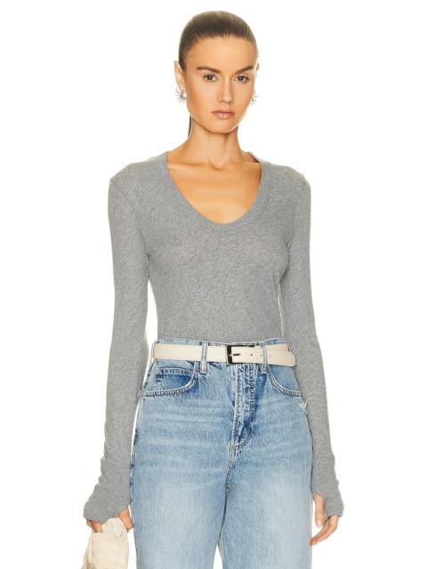Cashmere Easy Cuffed U Neck Top