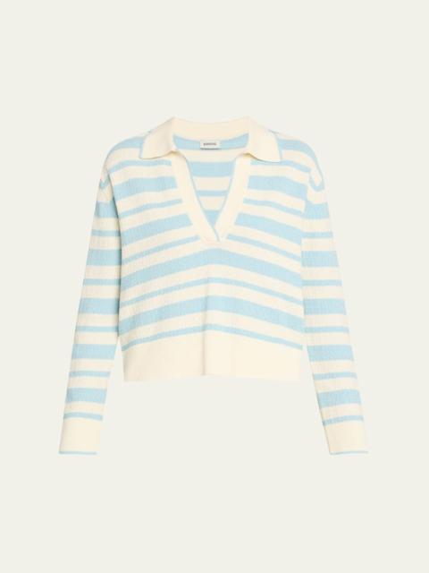 Miller Long-Sleeve Stripe Polo Sweater