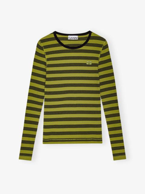 STRIPED SOFT COTTON RIB LONG SLEEVE T-SHIRT