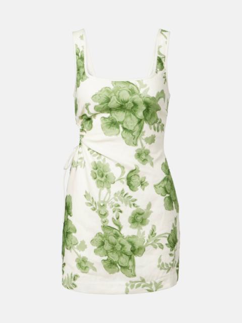 Gardella cutout floral linen minidress