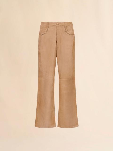 BROWN SUEDE PANTS WITH CUT-OUT DETAILING