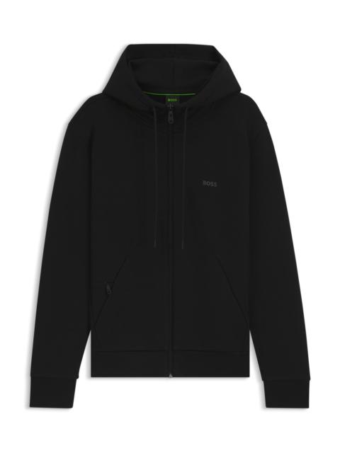 STRETCH-COTTON ZIP-UP HOODIE WITH LOGO PRINT