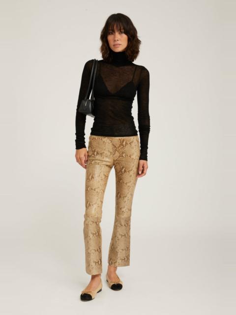 BEIGE PYTHON LEATHER ANKLE FLARE