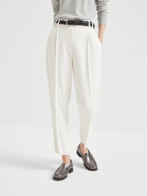 Comfort viscose couture twill slouchy trousers with monili