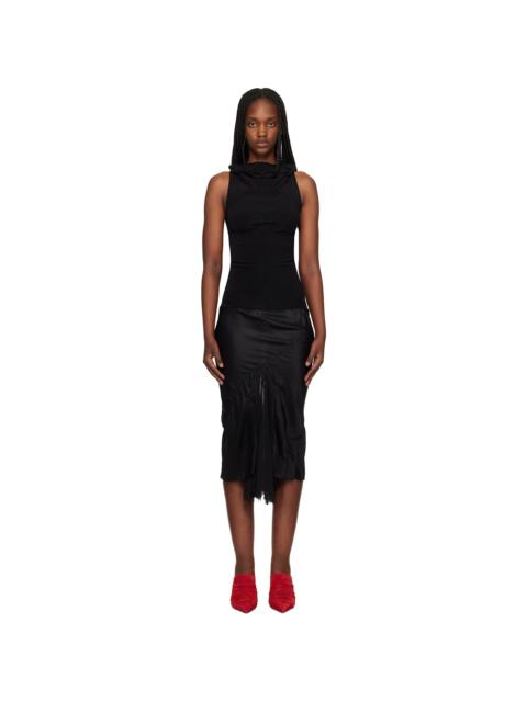 Black Temple Sliced Midi Dress