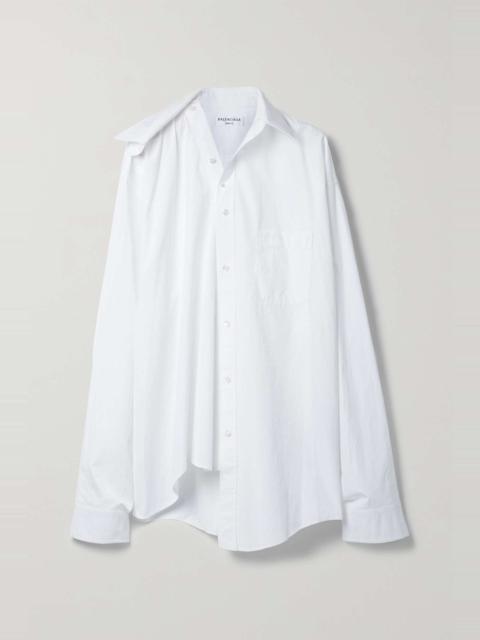 Oversized asymmetric cotton-poplin shirt